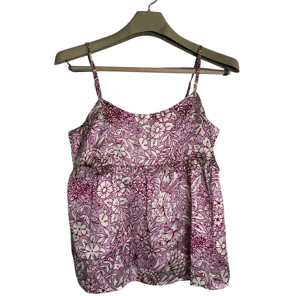 Rachel Ashwell Babydoll Top Purple Floral Size MEDIUM Spaghetti Straps
